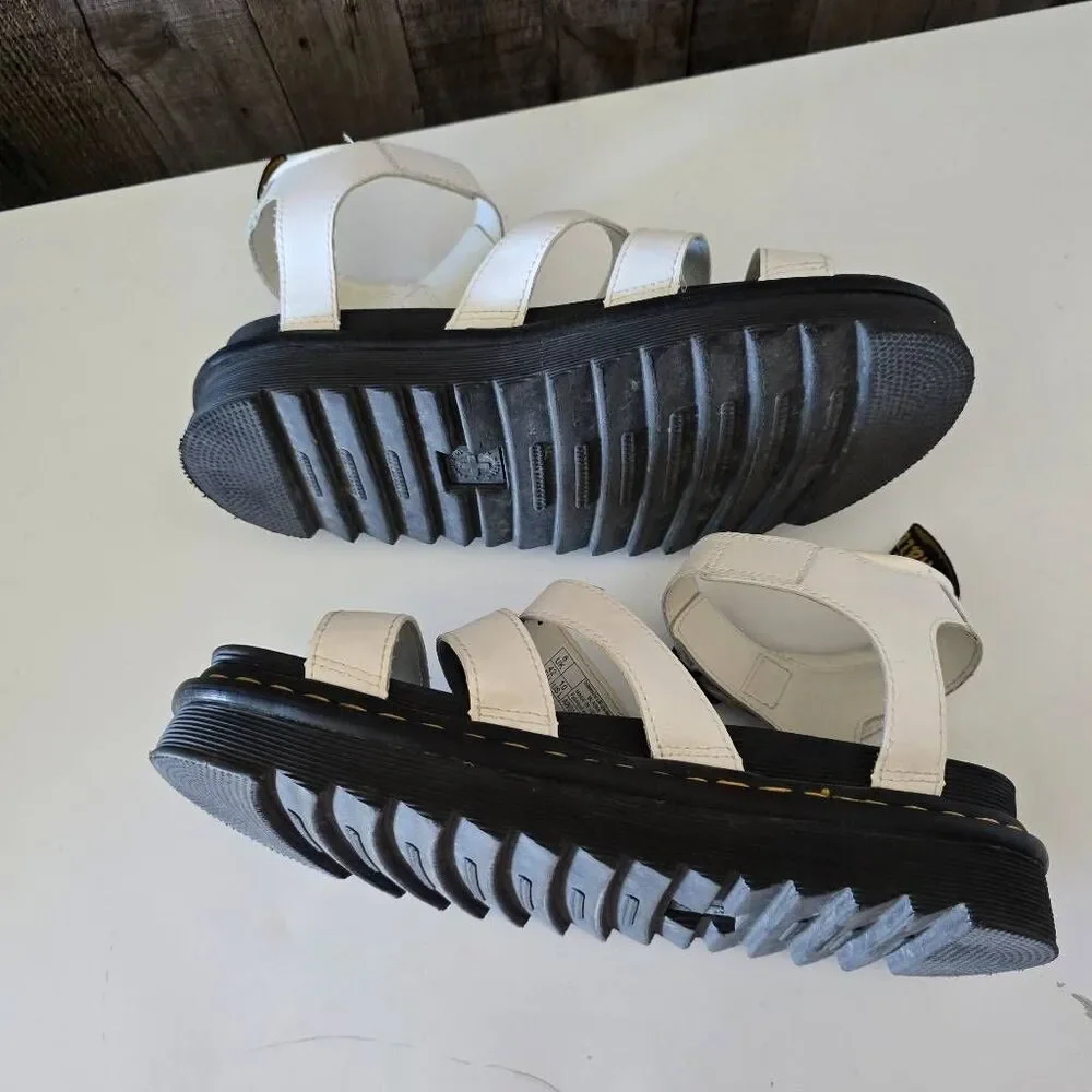 Dr. Martens Nartilla Sandals 10 White Leather Platforms Strappy SH 04 X